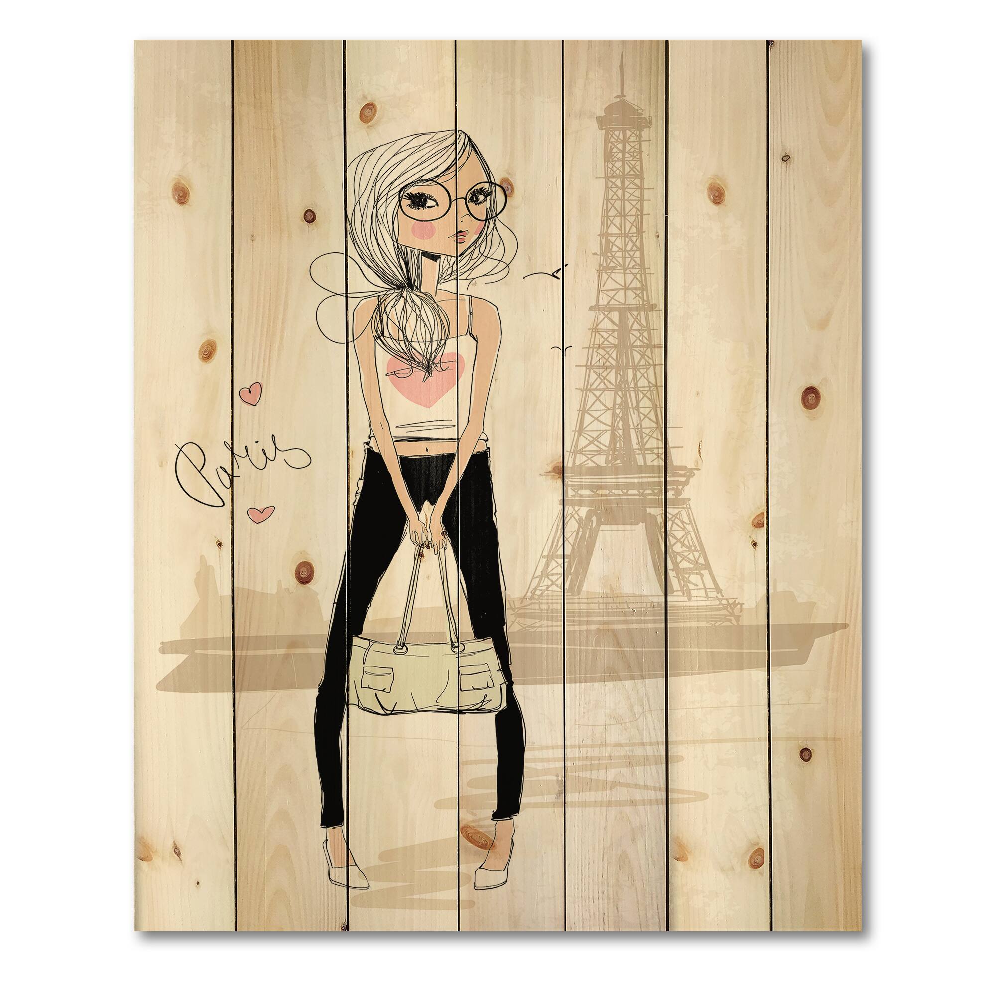 Designart - Cute Girl By The Tour Eiffel In Paris